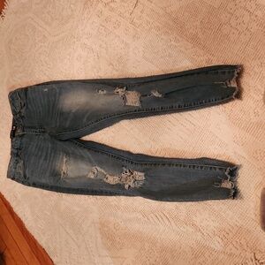 Zoo York distressed high rise, cropped skinny jean